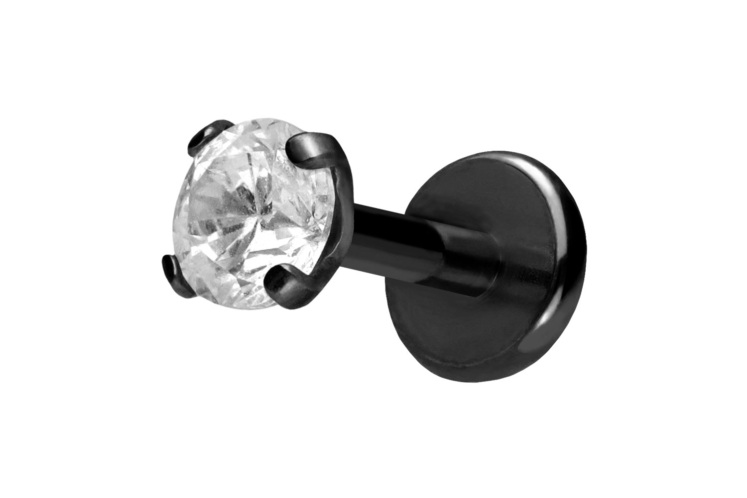 Titan Labret Piercing mit Push Fit EINGEFASSTER KRISTALL